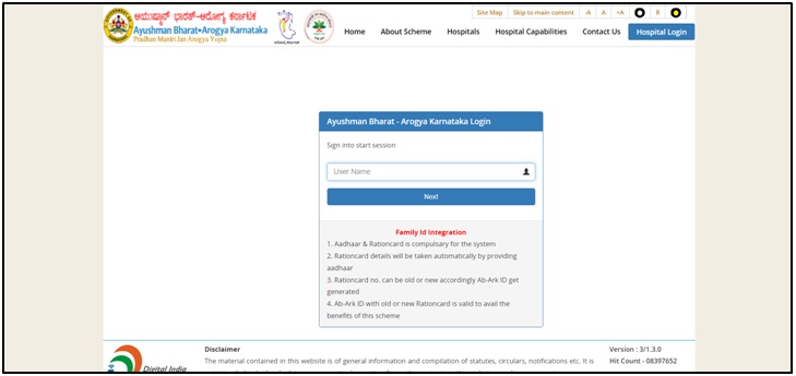 Arogya Karnataka Scheme Portal