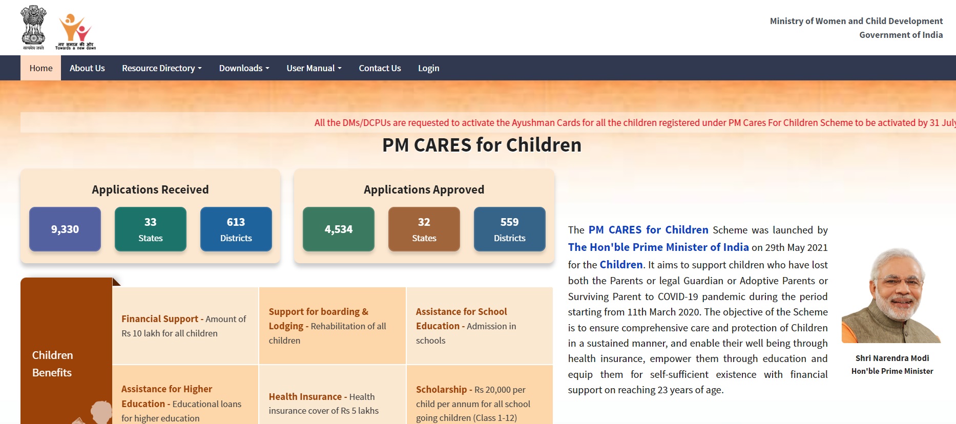 PM Cares For Children Yojana
