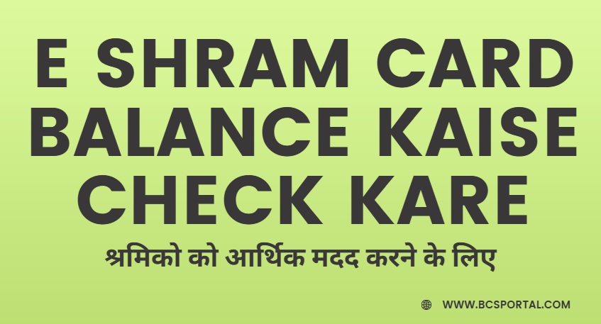 E Shram Card Balance Kaise Check Kare